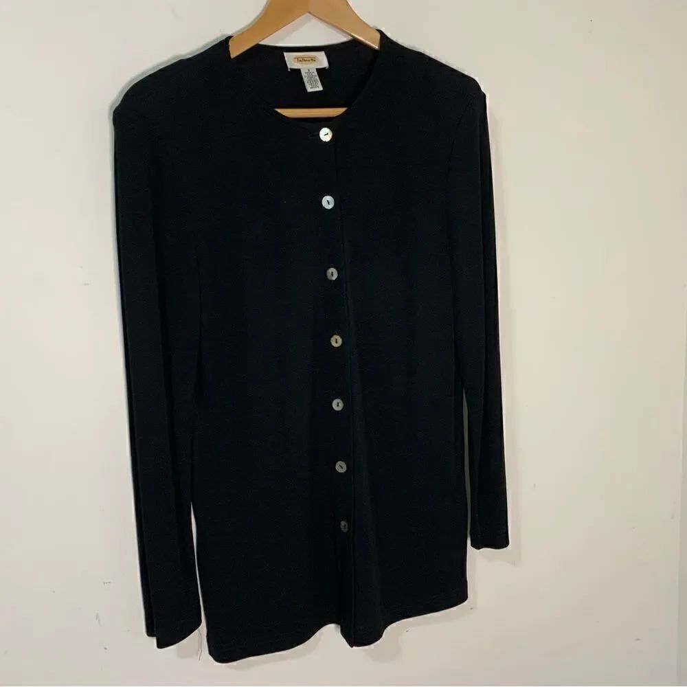 Talbots Woman Black Thin Rayon Long Cardigan Sweater Size Small
